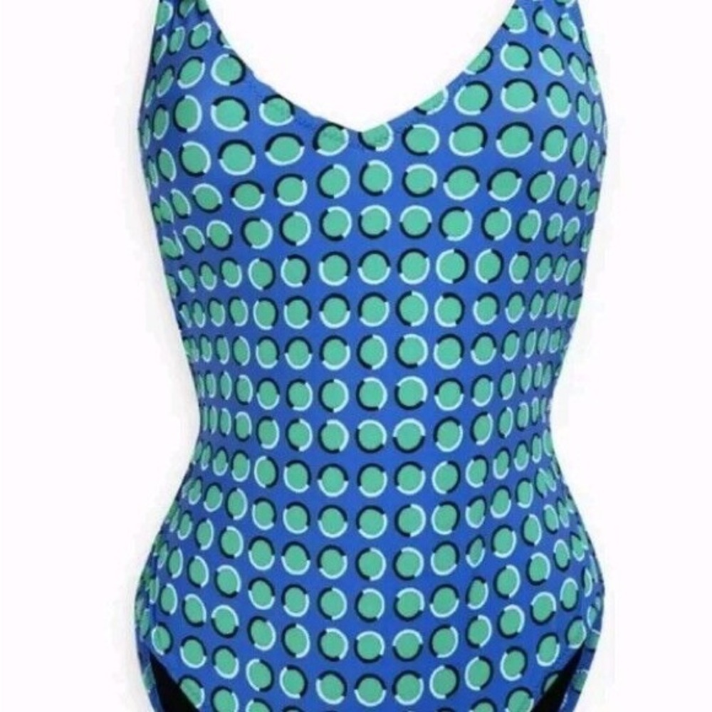 SOLID & STRIPED One Piece Swimsuit Polka Dot Blue XL Strappy - Picture 7 of 13